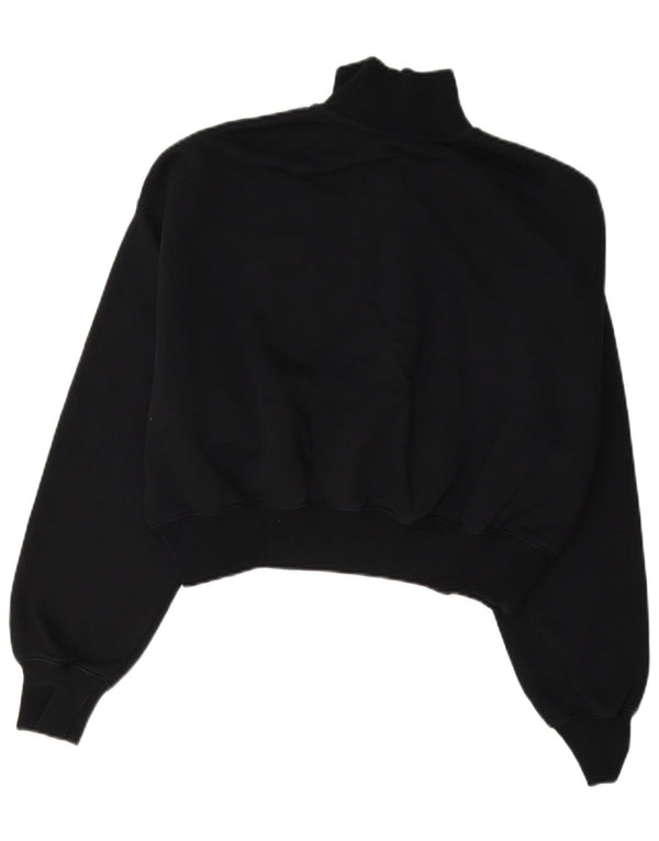 Nike Womens Oversized Crop Zip Neck Sweatshirt Jumper UK 10 Small Black