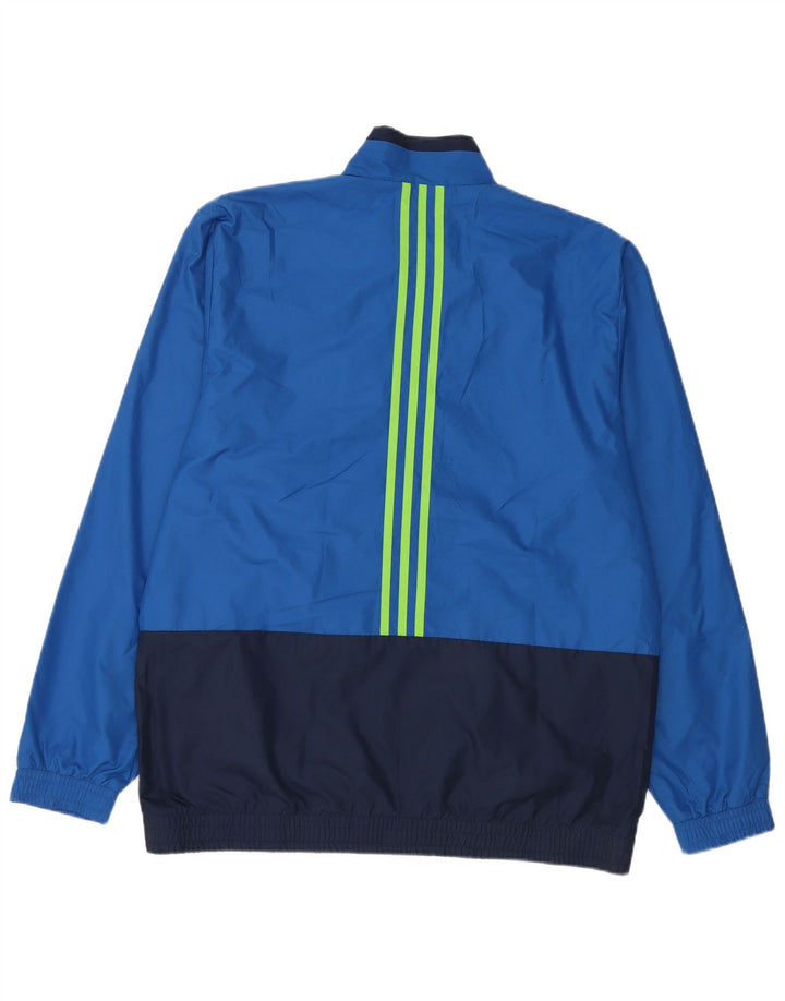 Adidas Mens Tracksuit Top Jacket UK 42/44 Large Blue Colourblock Polyester