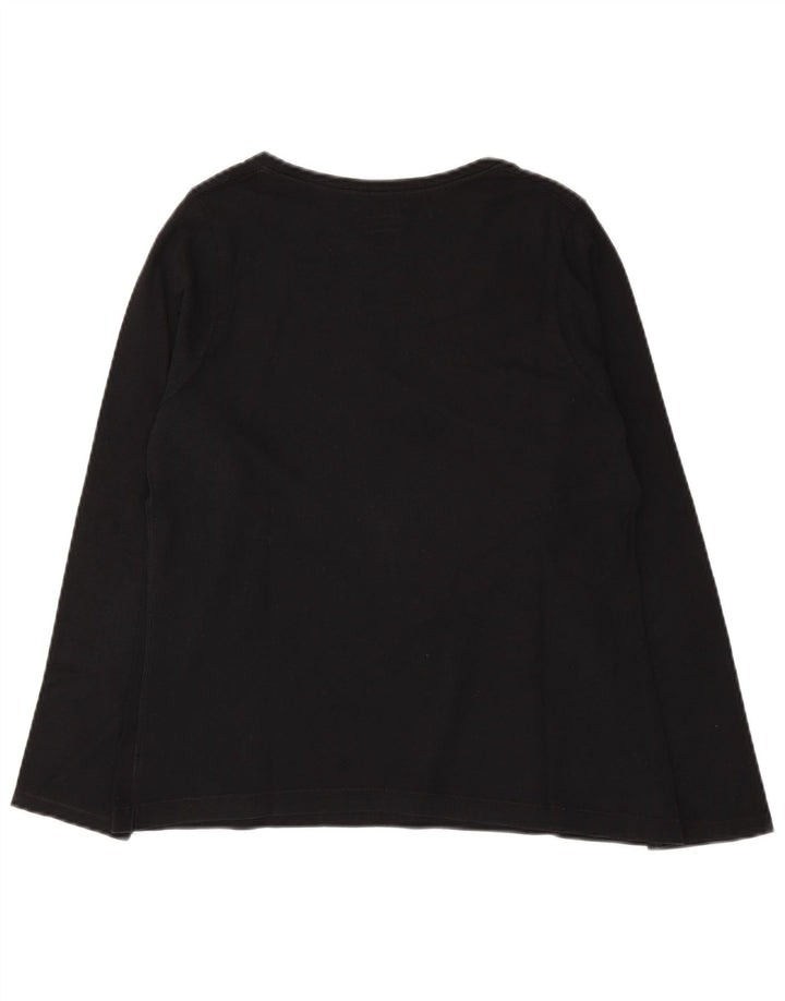 Champion Womens Top Long Sleeve UK 12 Medium Black Cotton