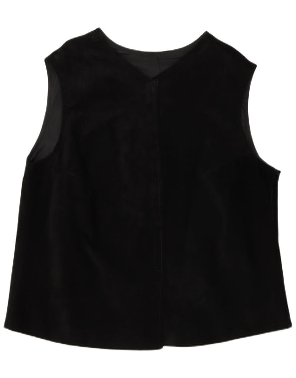 Vintage Womens Suede Waistcoat UK 22 3XL Black