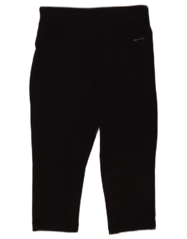 Nike Womens Dri Fit Capri Leggings UK 4 XS Black Nylon