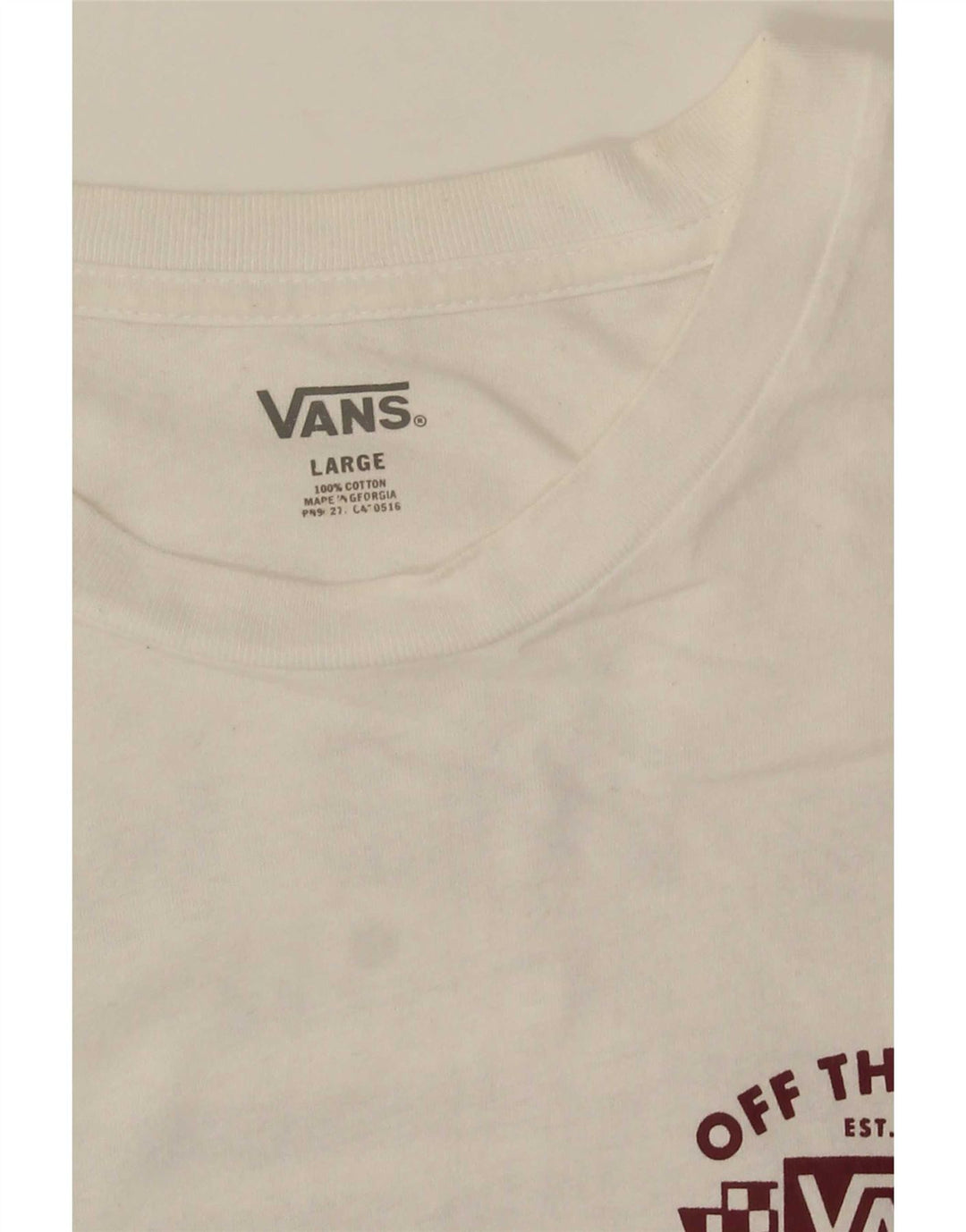 Vans Mens Graphic T-Shirt Top Large White Cotton