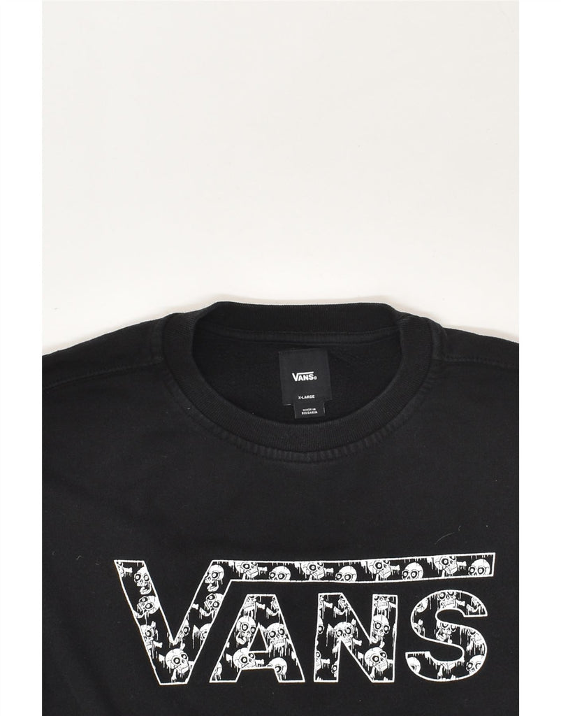 VANS Boys Graphic Sweatshirt Jumper 15-16 Years XL Black Cotton | Vintage Vans | Thrift | Second-Hand Vans | Used Clothing | Messina Hembry 