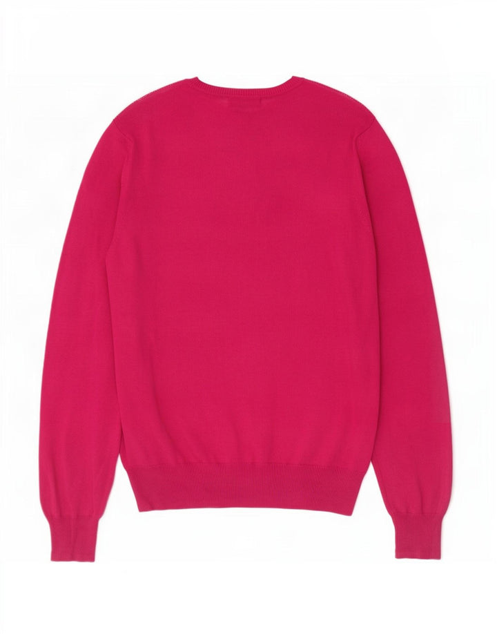 Zara Mens V-Neck Jumper Sweater Medium Pink