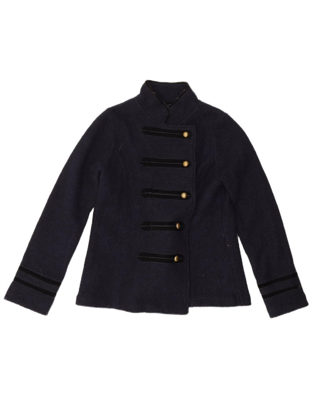 Zara Womens 5 Button Blazer Jacket UK 16 Large Navy Blue Wool