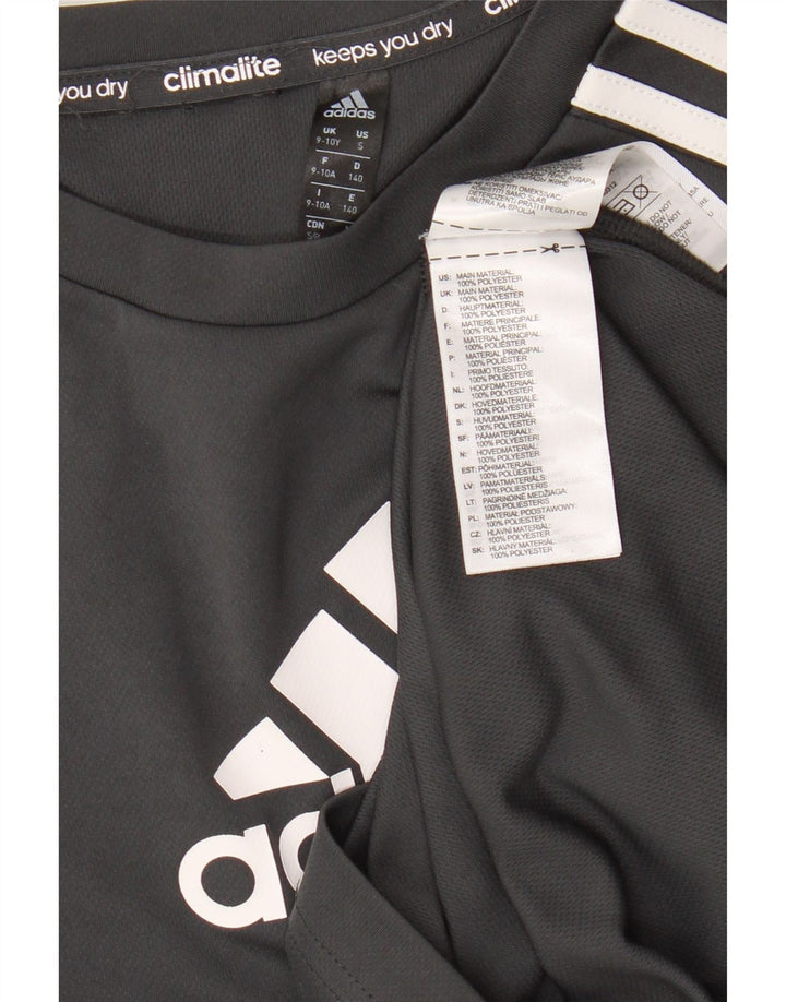 Adidas Boys Graphic T-Shirt Top 9-10 Years Grey Polyester