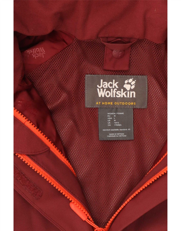 Jack Wolfskin Womens Rain Jacket UK 10/12 Medium Burgundy Colourblock
