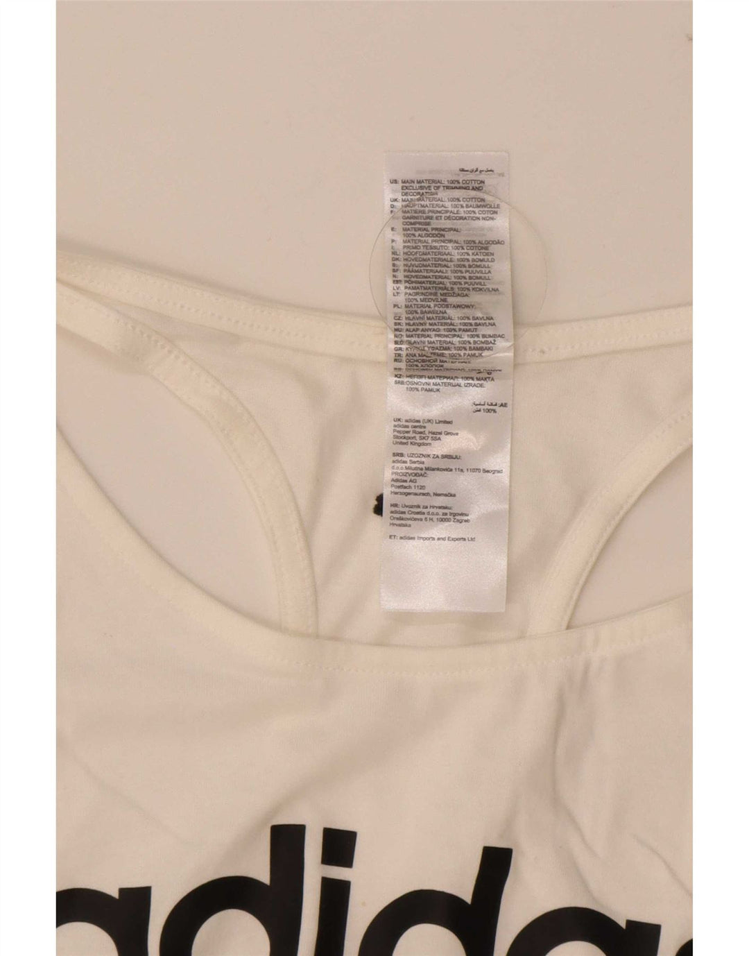 Adidas Womens Graphic Vest Top UK 12/14 Medium White Cotton