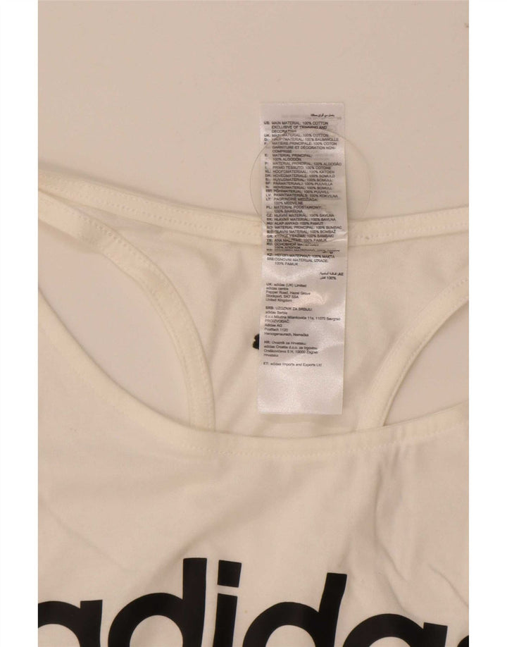 Adidas Womens Graphic Vest Top UK 12/14 Medium White Cotton