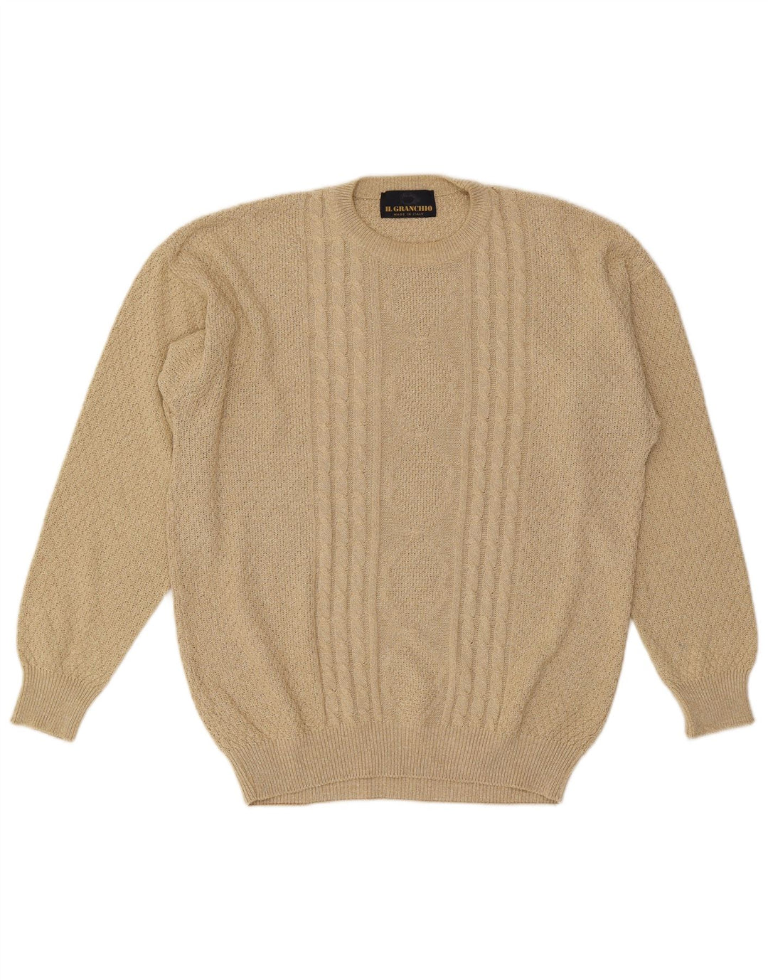 Il Granchio Mens Crew Neck Jumper Sweater Large Beige