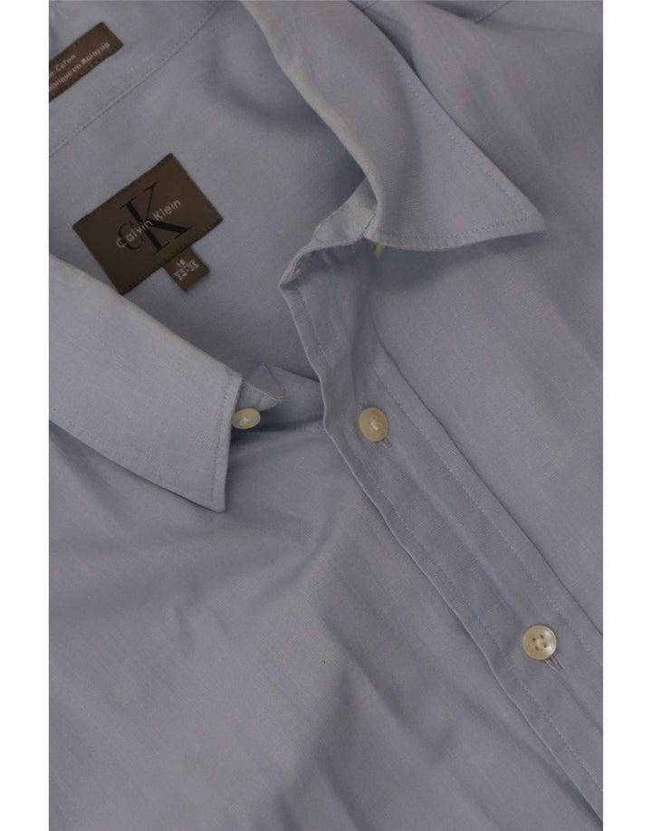 Calvin Klein Mens Regular Fit Shirt Size 16 Large Blue Cotton