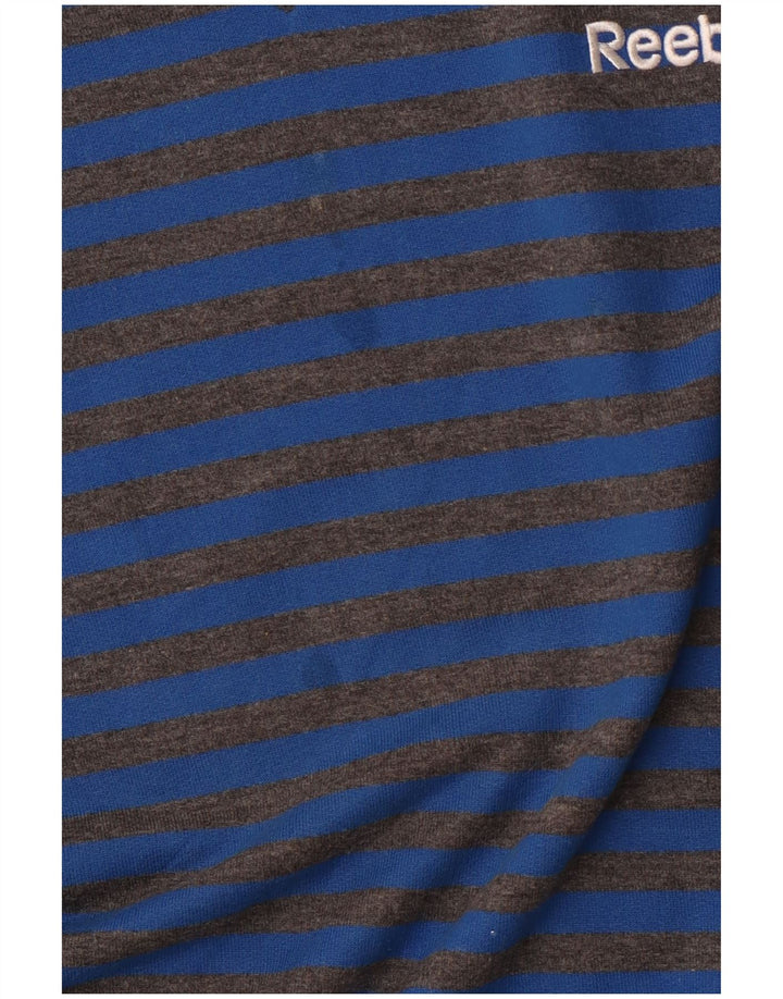 REEBOK Mens Sweatshirt Jumper Small Blue Striped Cotton