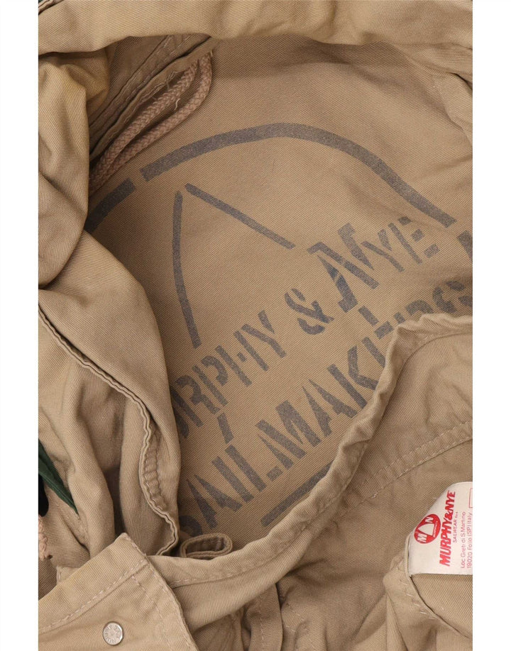 Murphy & Nye Mens Hooded Utility Jacket UK 42 XL Beige Cotton