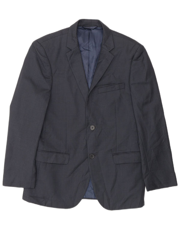 Dkny Mens 2 Button Slim Fit Blazer Jacket EU 46 Small Navy Blue Wool