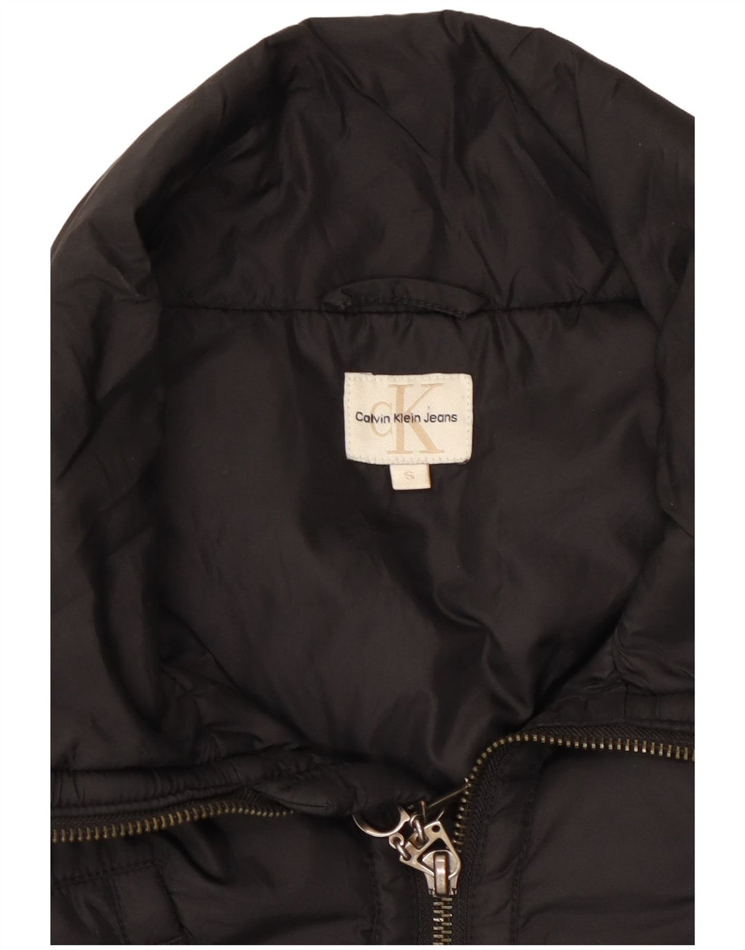 Calvin Klein Jeans Womens Crop Bomber Jacket UK 10 Small Black Polyester