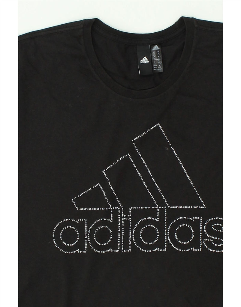 ADIDAS Mens Graphic T-Shirt Top XL Black Cotton | Vintage Adidas | Thrift | Second-Hand Adidas | Used Clothing | Messina Hembry 