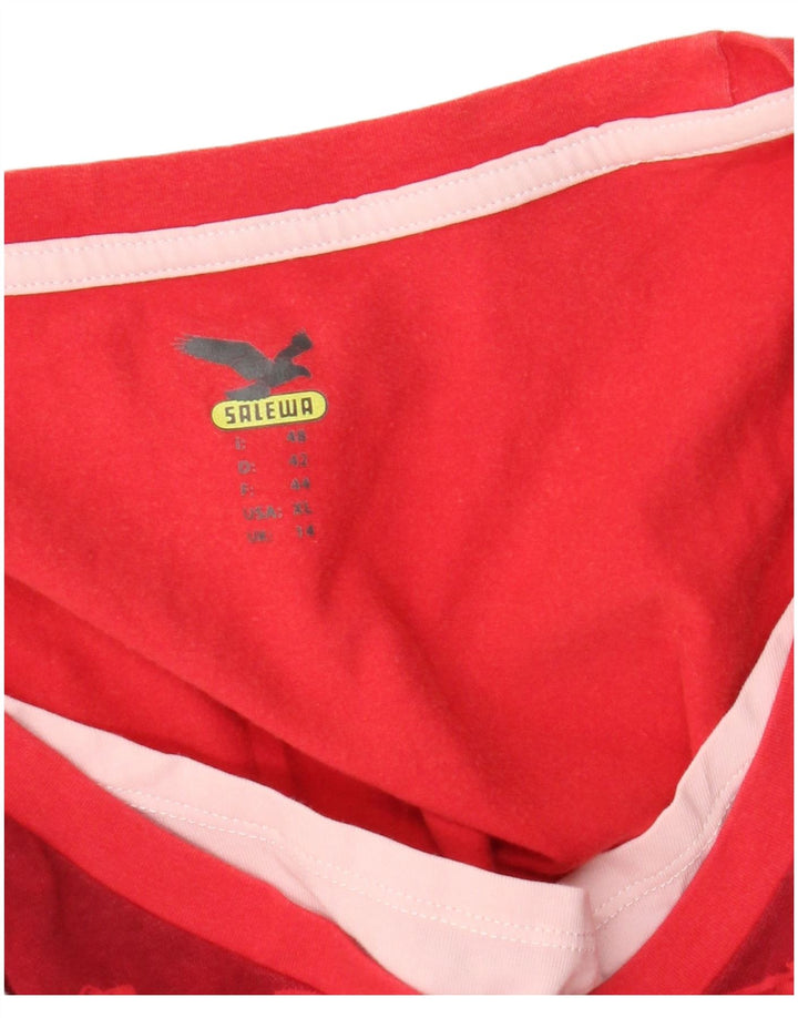 SALEWA Womens T-Shirt Top UK 14 Medium Red Floral