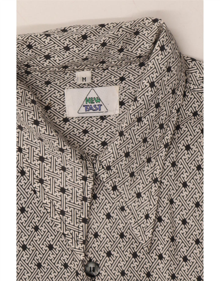 NEW FAST Mens Abstract Pattern Shirt Medium Black Polyester Vintage New Fast and Second-Hand New Fast from Messina Hembry 