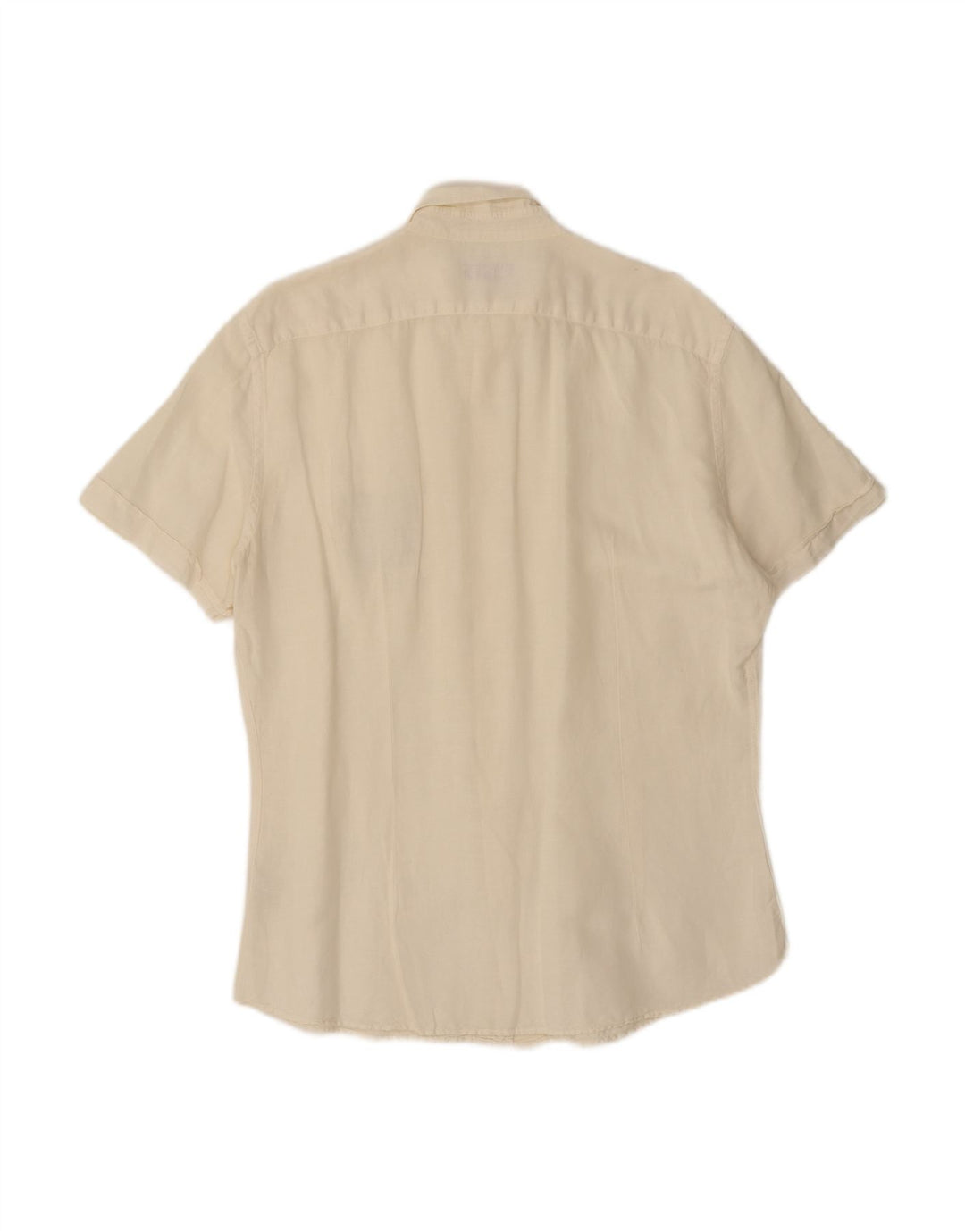 TRUSSARDI JEANS Mens Short Sleeve Shirt Large Off White Linen