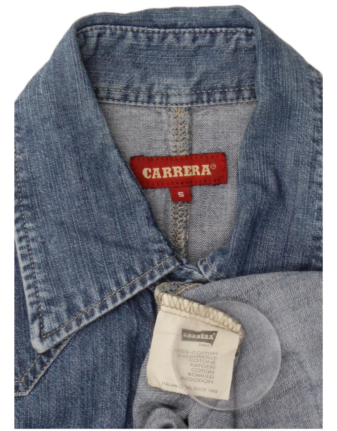 CARRERA Womens Denim Shirt UK 10 Small Blue Cotton