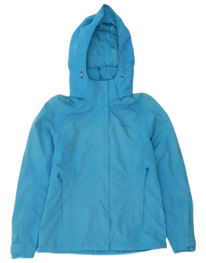 Schoffel Womens Hooded Rain Jacket UK 10 Small Blue Polyester