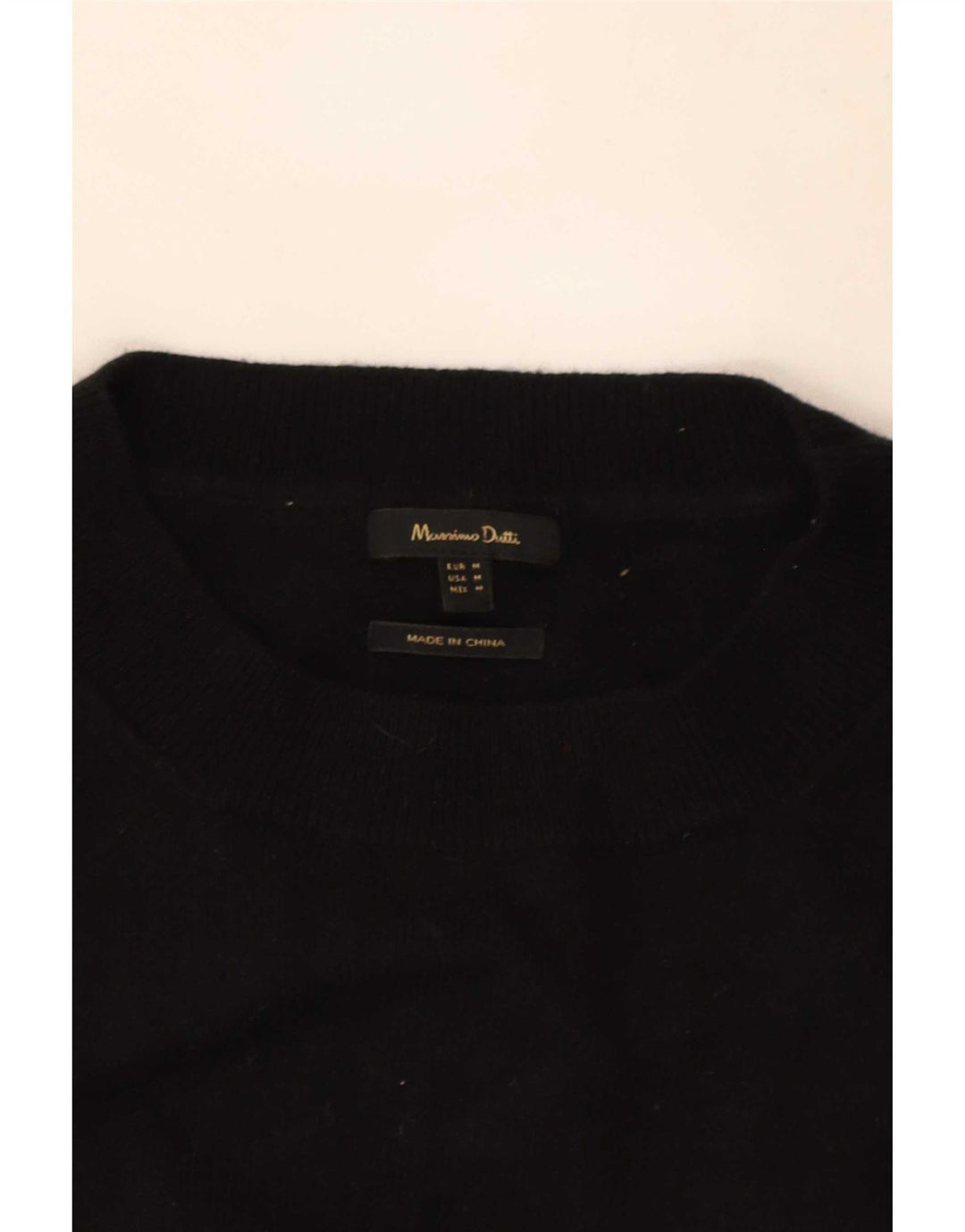 Massimo Dutti Womens Crew Neck Jumper Sweater UK 14 Medium Black