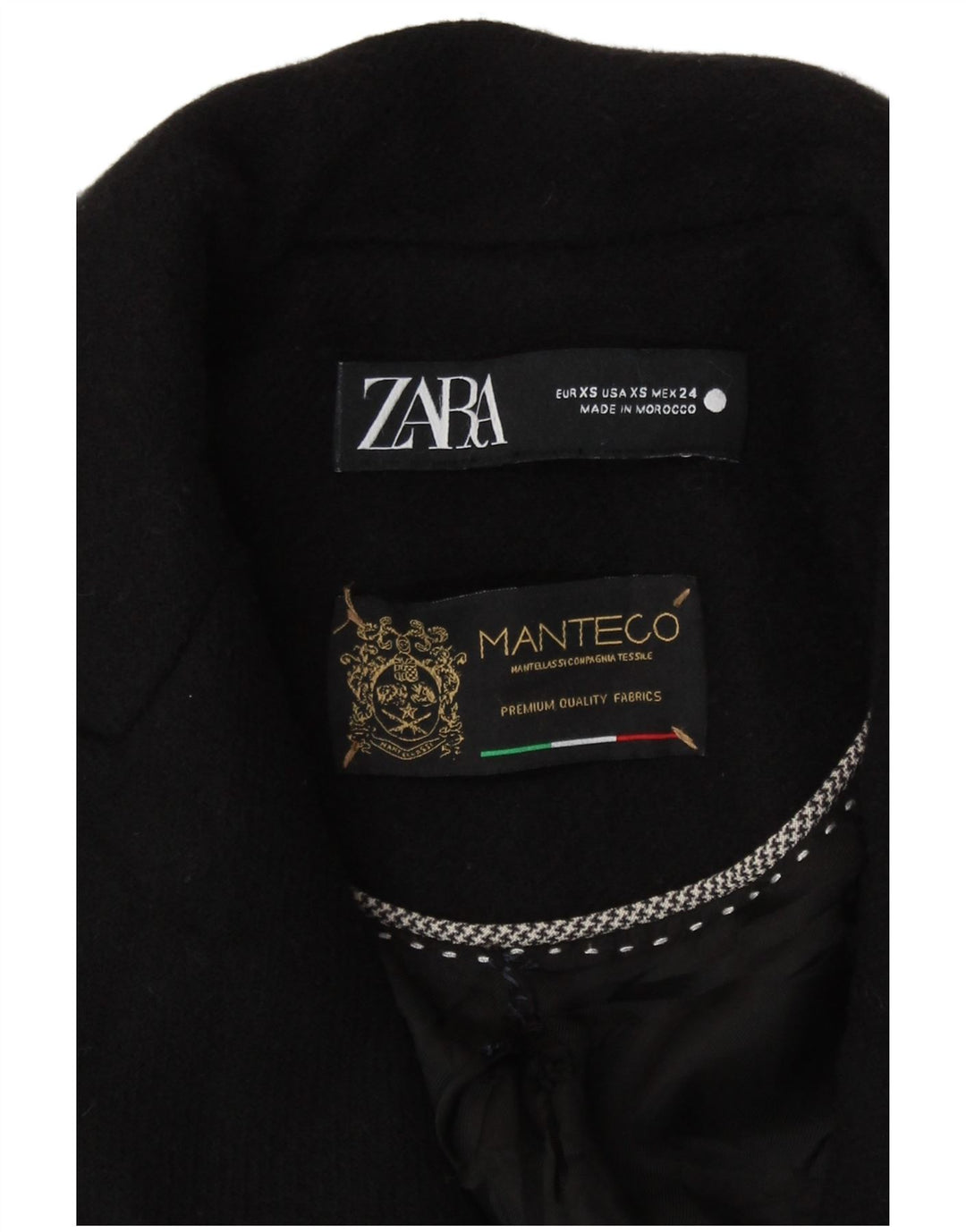 Zara Womens Loose Fit Overcoat UK 6 XS Black
