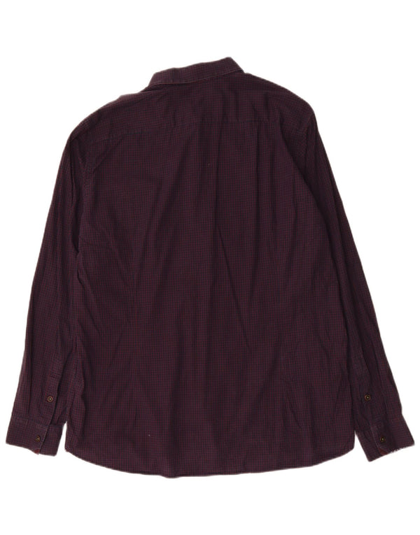 Ted Baker Mens Shirt Size 6 2XL Purple Gingham Cotton