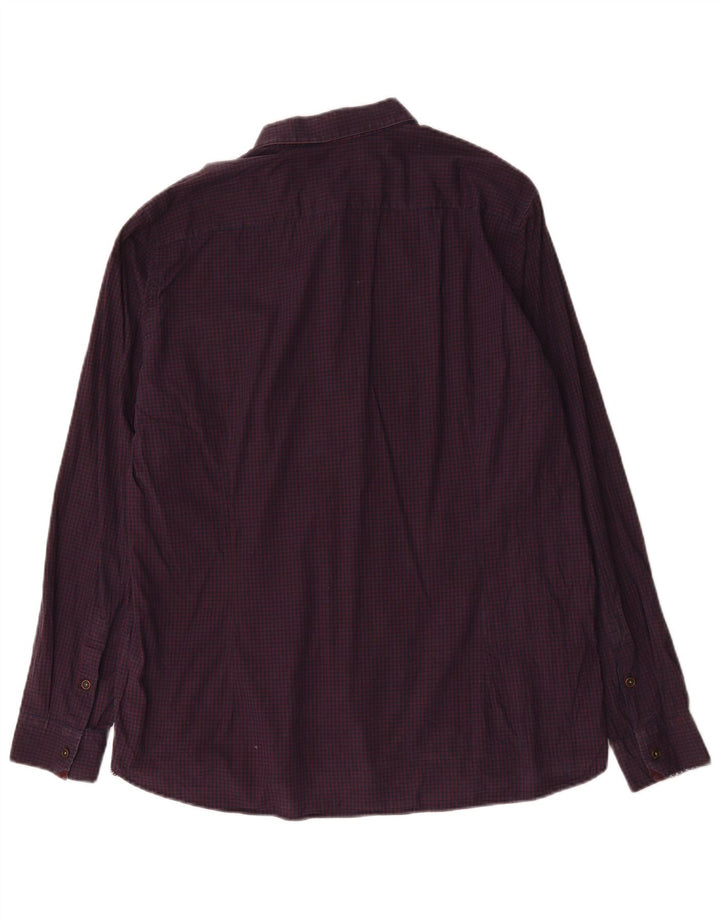 Ted Baker Mens Shirt Size 6 2XL Purple Gingham Cotton