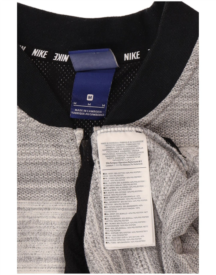 Nike Womens Regular Fit Tracksuit Top Jacket Medium Grey Striped Cotton