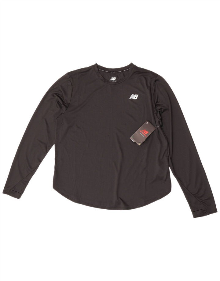 New Balance Womens Top Long Sleeve UK 16 Large Black Polyester