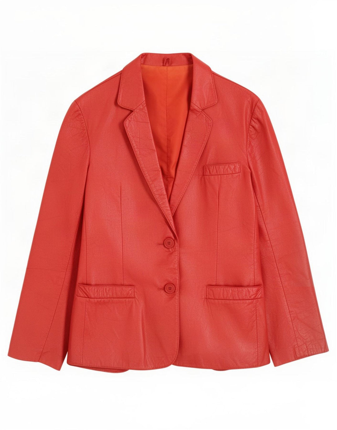 Vintage Womens 2 Button Leather Blazer Jacket UK 12 Medium Red
