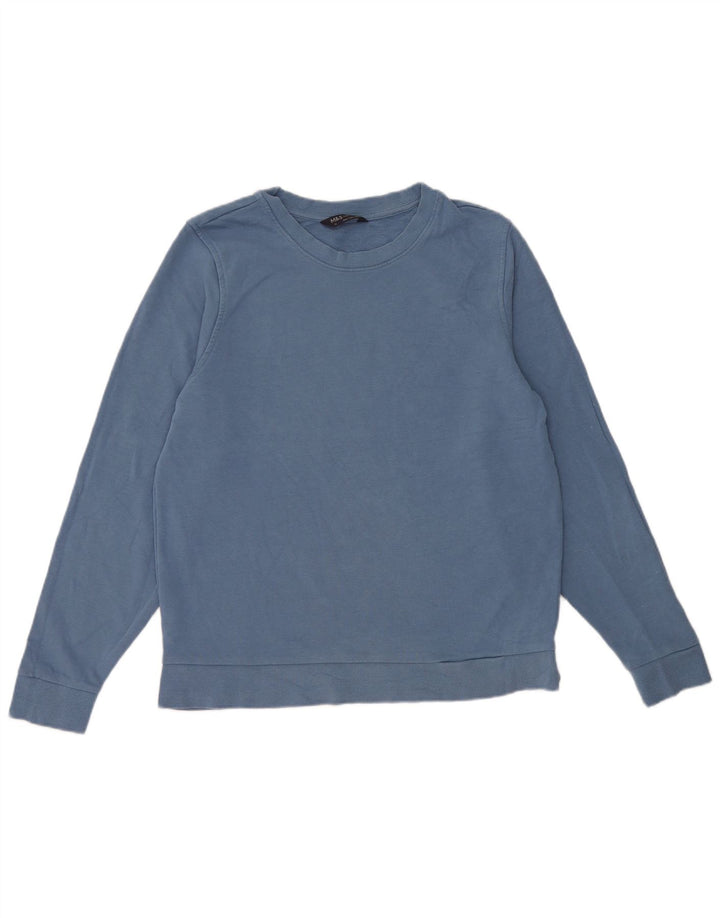 Marks & Spencer Womens Sweatshirt Jumper UK 14 Medium  Blue Cotton