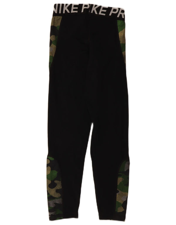 Nike Womens Graphic Leggings UK 4 XS Black Camouflage Polyester