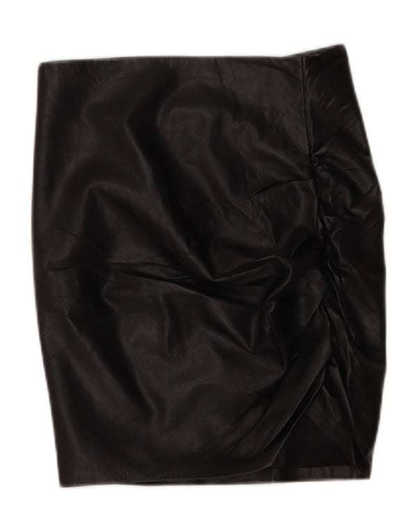 Zara Womens Faux Leather Pencil Skirt Small W26 Black