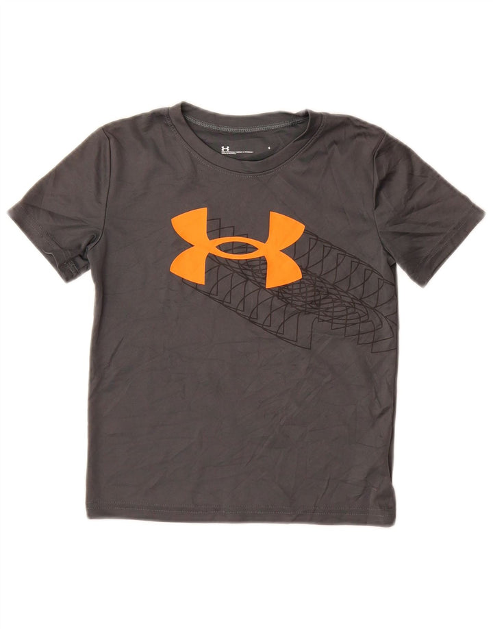 UNDER ARMOUR Boys Graphic T-Shirt Top 5-6 Years Grey Polyester