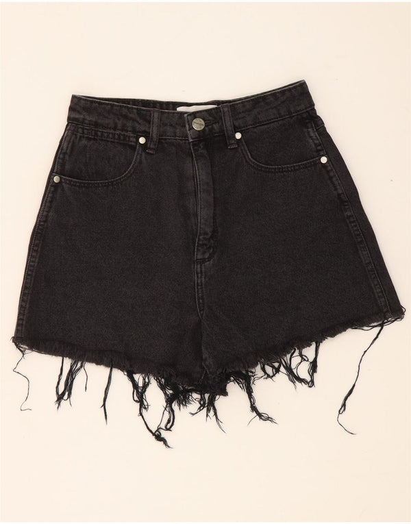 Wrangler Womens High Waist Denim Shorts US 7 Medium W24 Black Cotton