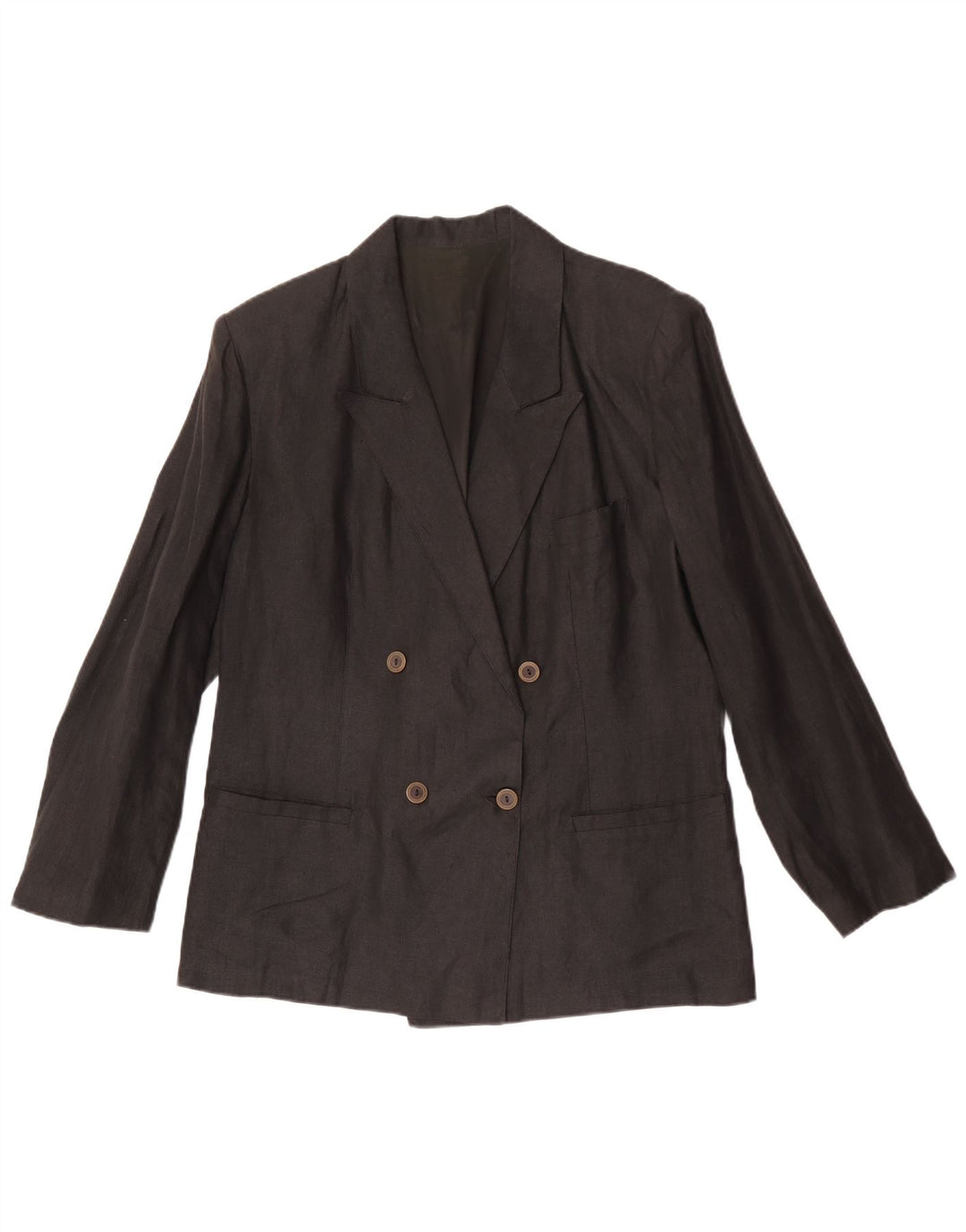 Vintage Womens Double Breasted Blazer Jacket IT 48 XL Grey Linen