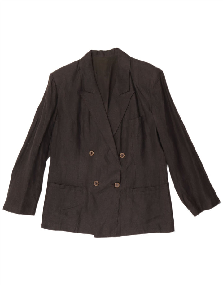 Vintage Womens Double Breasted Blazer Jacket IT 48 XL Grey Linen
