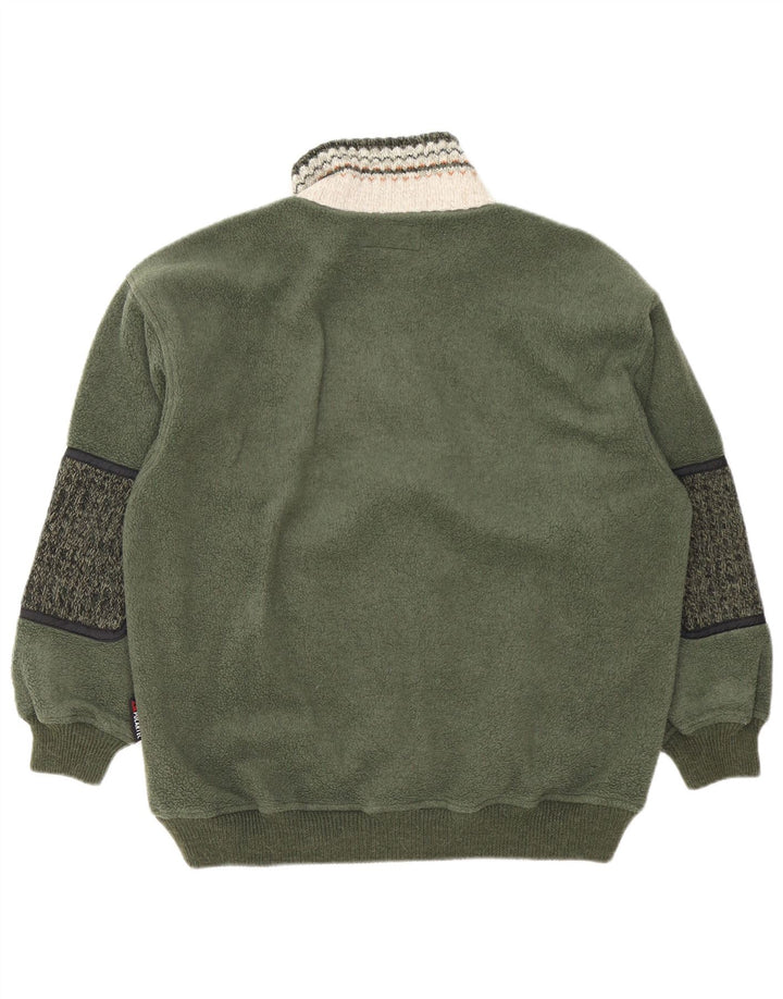 Silvy Mens Fleece Jacket UK 40 Large Green Colourblock Polyester
