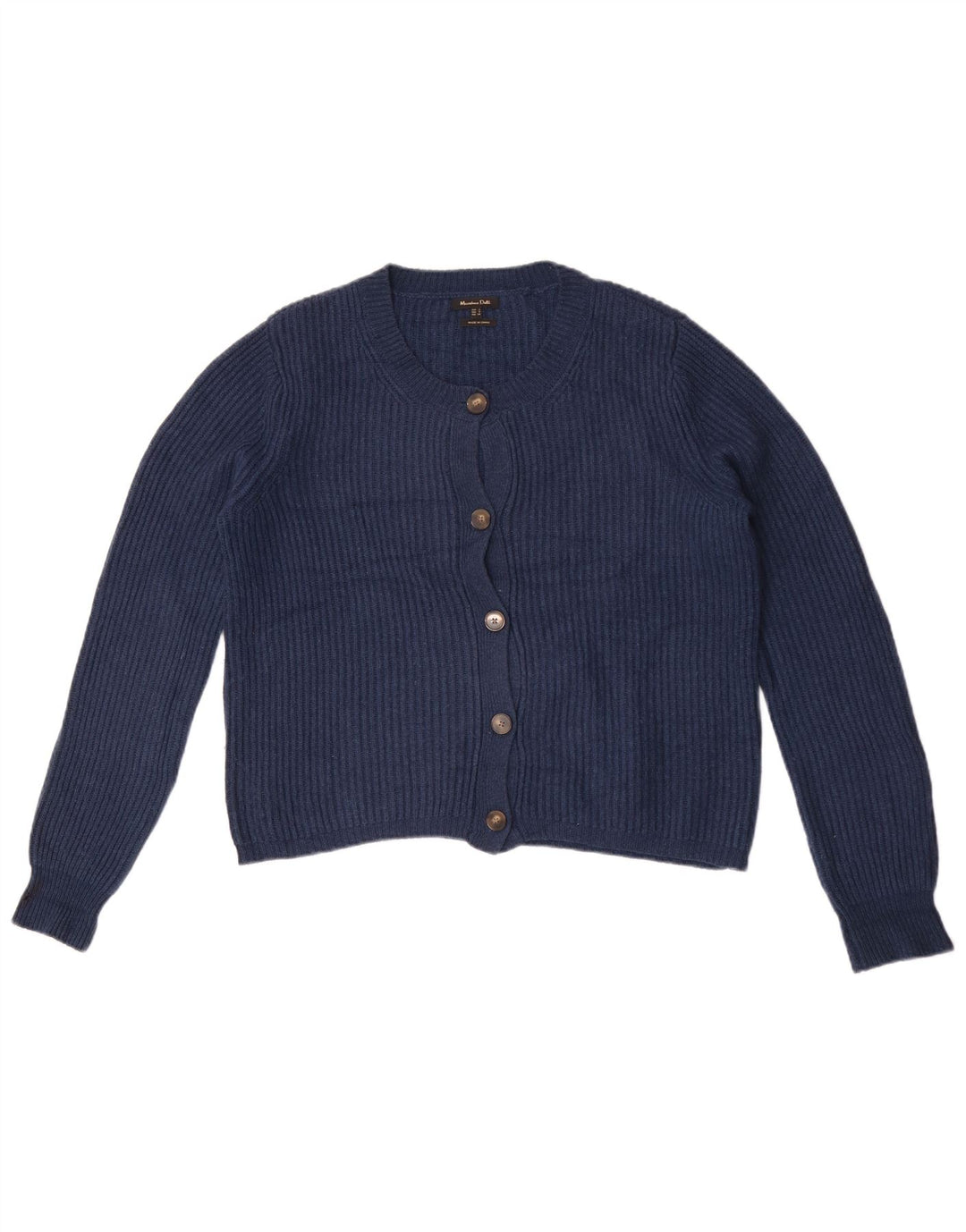 Massimo Dutti Womens Crop Oversized Cardigan Sweater UK 10 Small Navy Blue