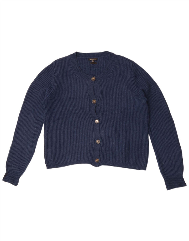 Massimo Dutti Womens Crop Oversized Cardigan Sweater UK 10 Small Navy Blue