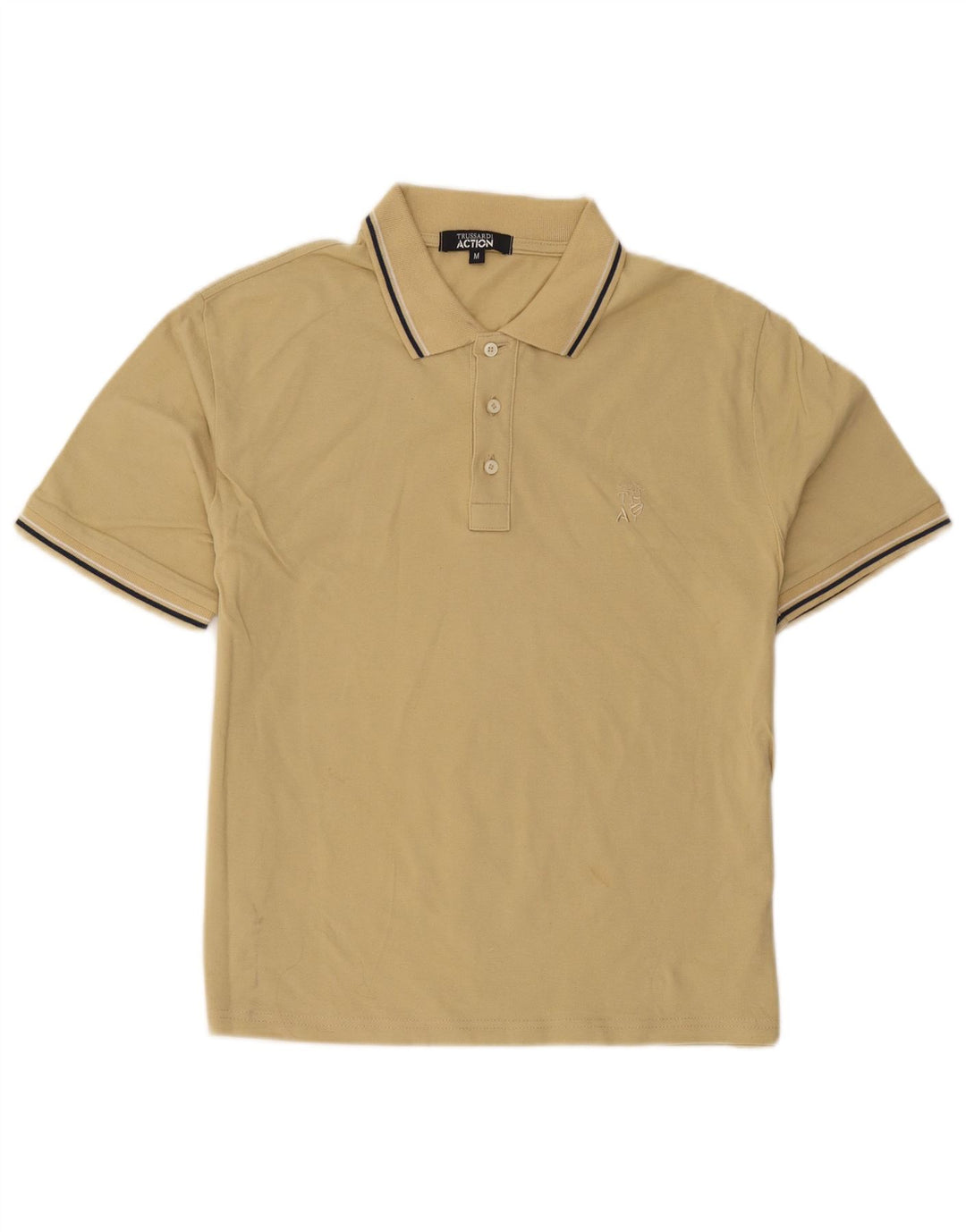 Trussardi Mens Polo Shirt Medium Beige Striped