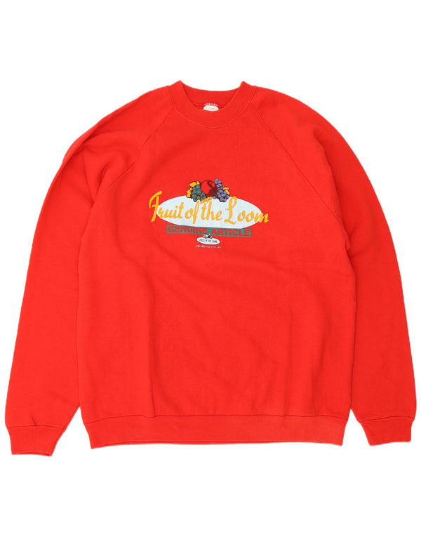 Fruit Of The Loom Mens Graphic Sweatshirt Jumper XL Red Cotton