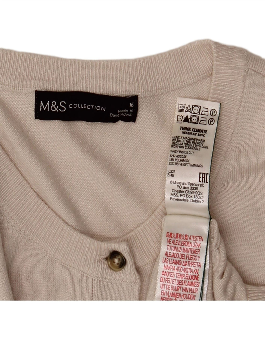 Marks & Spencer Womens Cardigan Sweater UK 16 Large  Beige Viscose