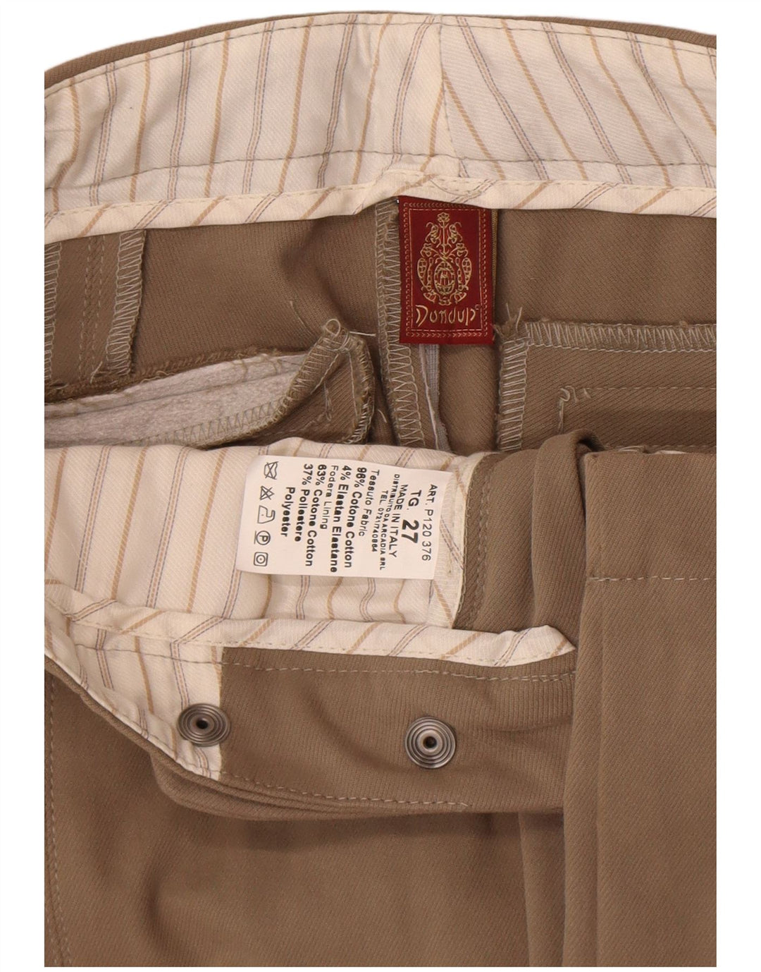 Dondup Womens Capri Trousers W27 L22 Beige Cotton