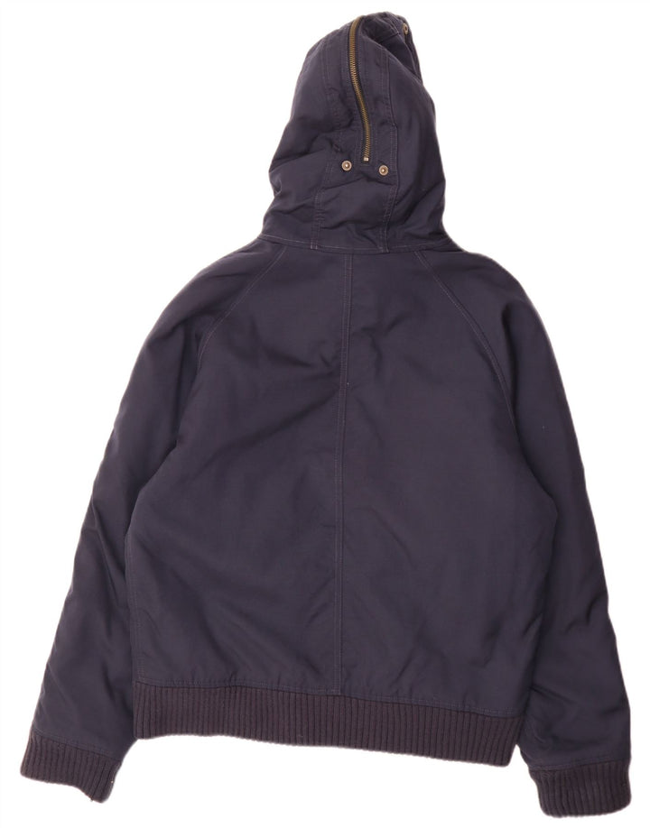 Woolrich Mens Hooded Bomber Jacket UK 38 Medium Navy Blue Nylon