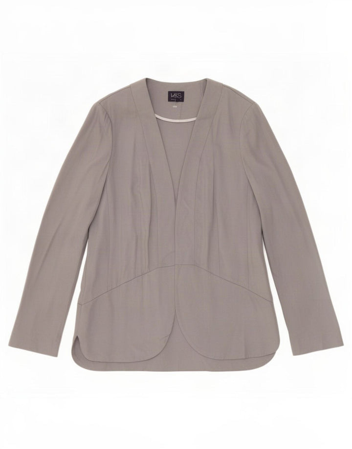 Marks & Spencer Womens Open Blazer Jacket UK 10 Small Grey Lyocell