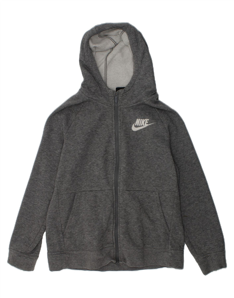 NIKE Girls Zip Hoodie Sweater 12-13 Years Large Grey Cotton | Vintage Nike | Thrift | Second-Hand Nike | Used Clothing | Messina Hembry 