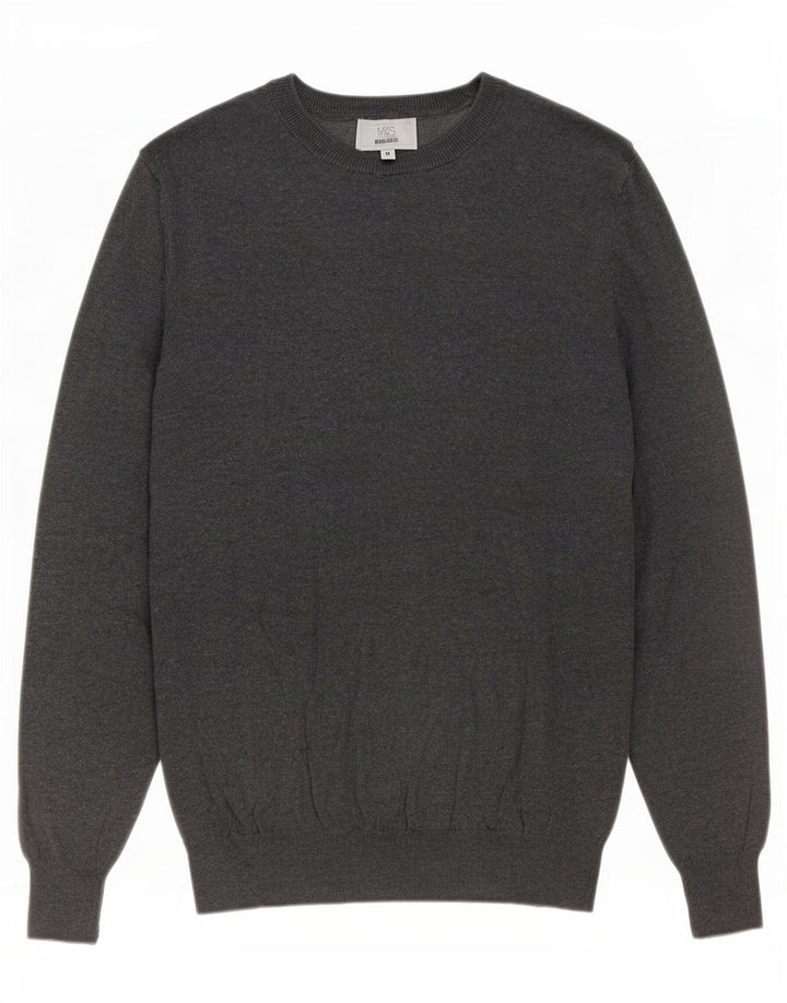 Marks & Spencer Mens Regular Fit Boat Neck Jumper Sweater Medium Grey